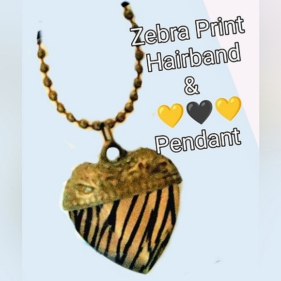 Lot of 2: Revlon Hair Band & Animal Print Heart Pendant - Picture 4 of 11